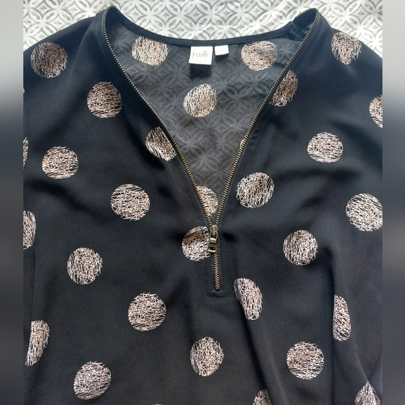 TWIK Black Mesh Quarter Sleeve Pink Dotted Dress Shirt - Picture 3 of 4